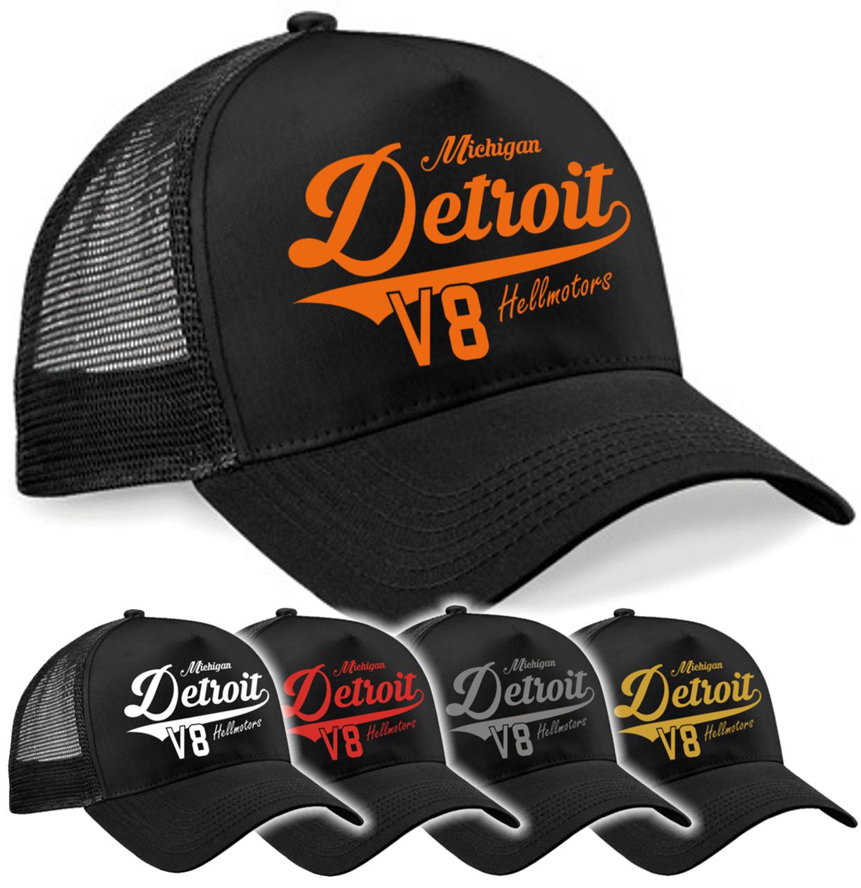 Trucker Cap Detroit V8 schwarz