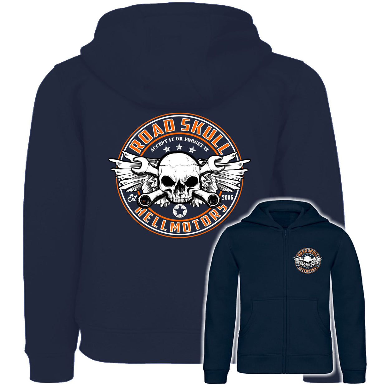 Road Skull farbig - Kapuzenjacke