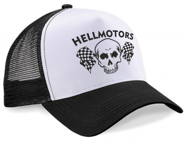 HELLMOTORS Trucker CAP "Skull - Race" Schwarz-Weiss