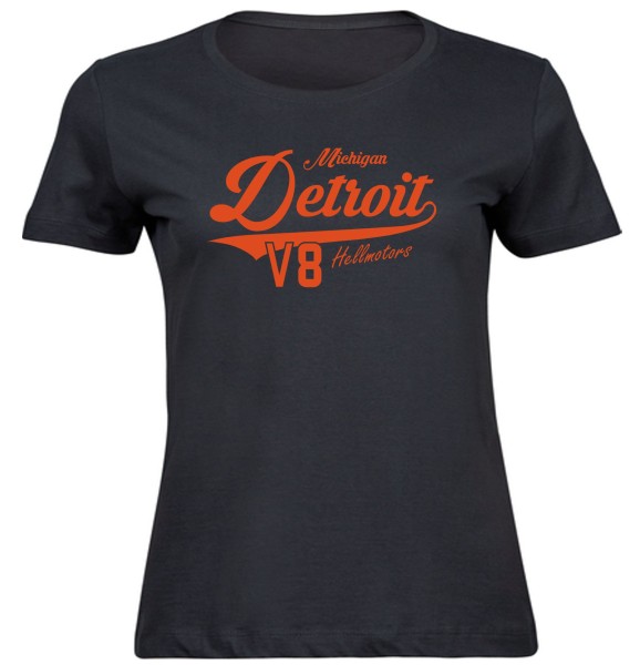 Damen T-Shirt Detroit Michigan schwarz