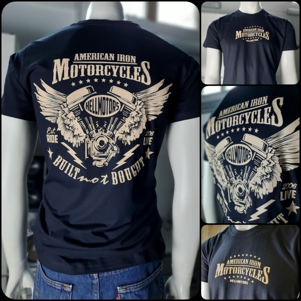 Biker Herren T-Shirt American Iron Motorcycles Hellmotors