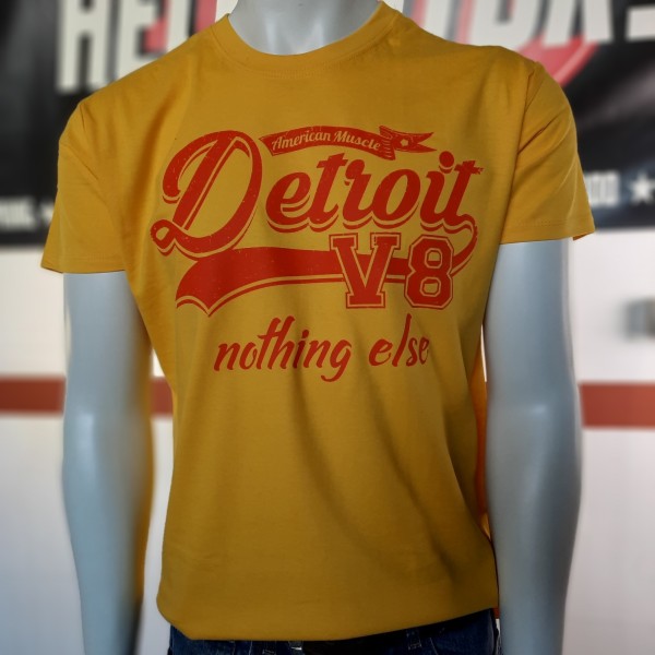 Herren US Car T-Shirt Detroit V8 nothing else gelb