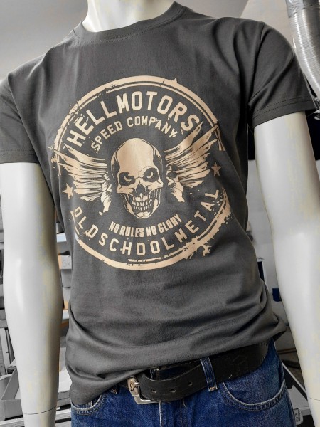 Biker T-Shirt Old School Metal Dunkelgrau