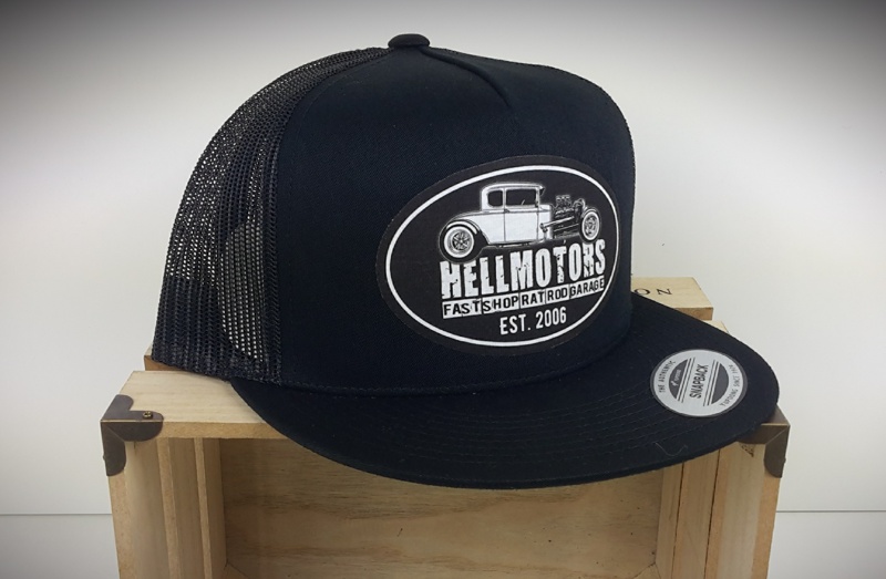 Hellmotors Skull & Wrench Trucker Baseball Cap Hotrod V8 Biker Oldschool Kappe