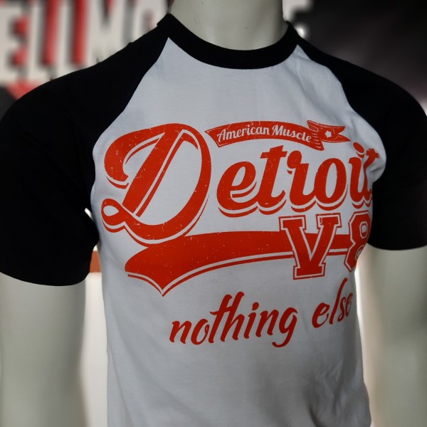 Herren US Car T-Shirt Detroit V8 nothing else Baseball